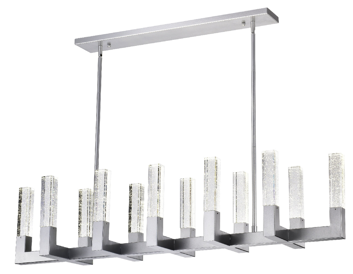 12 Light Rectangular Crystal Dianyi LED Chandelier // Silver