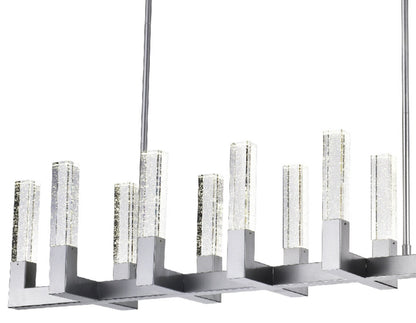 12 Light Rectangular Crystal Dianyi LED Chandelier // Silver