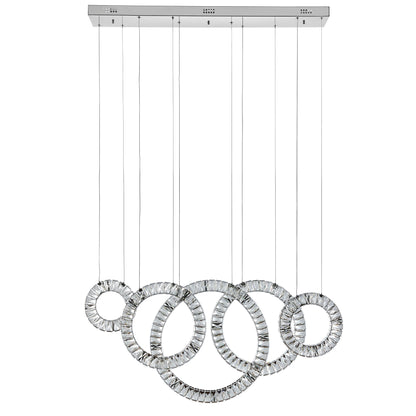 5 Hoop Crystal Progression Chandelier // Chrome