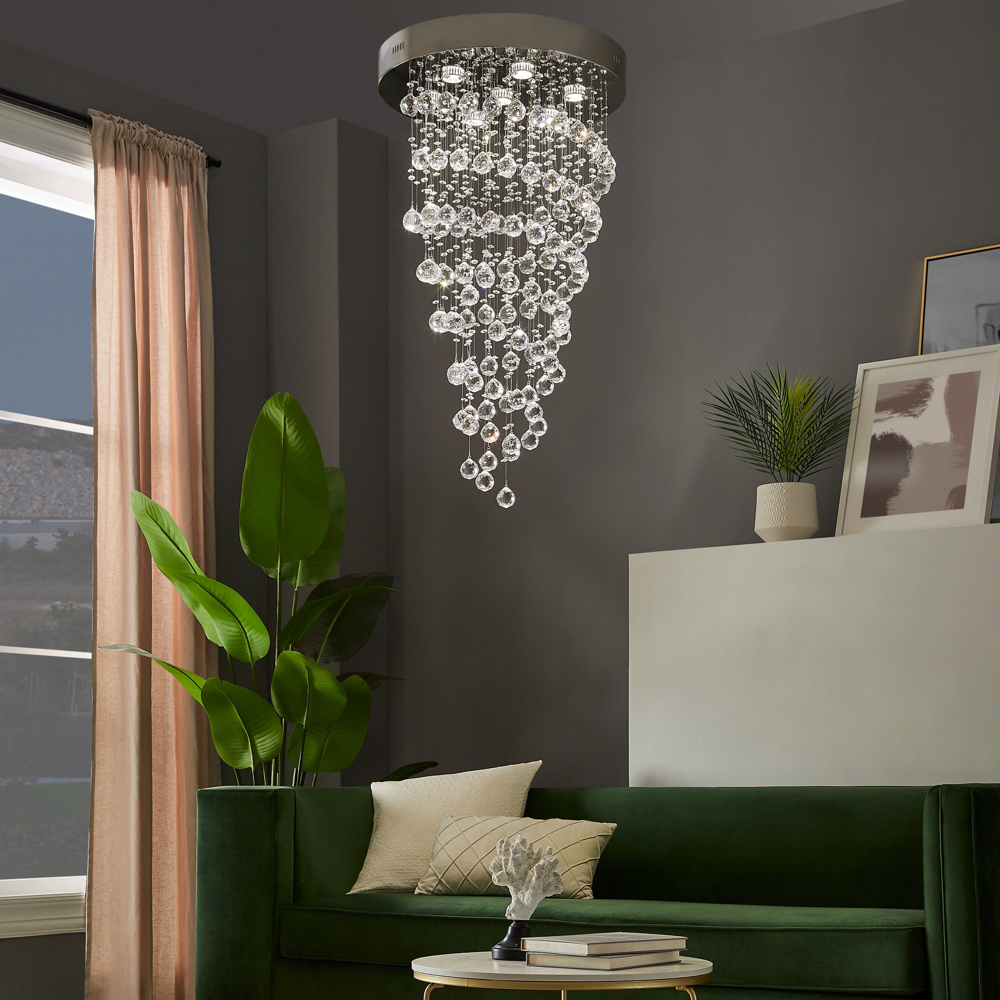 Crystal Chandelier Double Helix // 7 Light