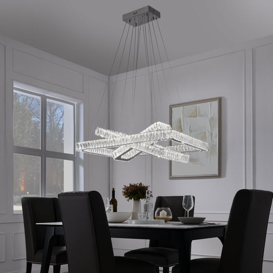 Crystal Elegance LED Chandelier // 3 Rectangles