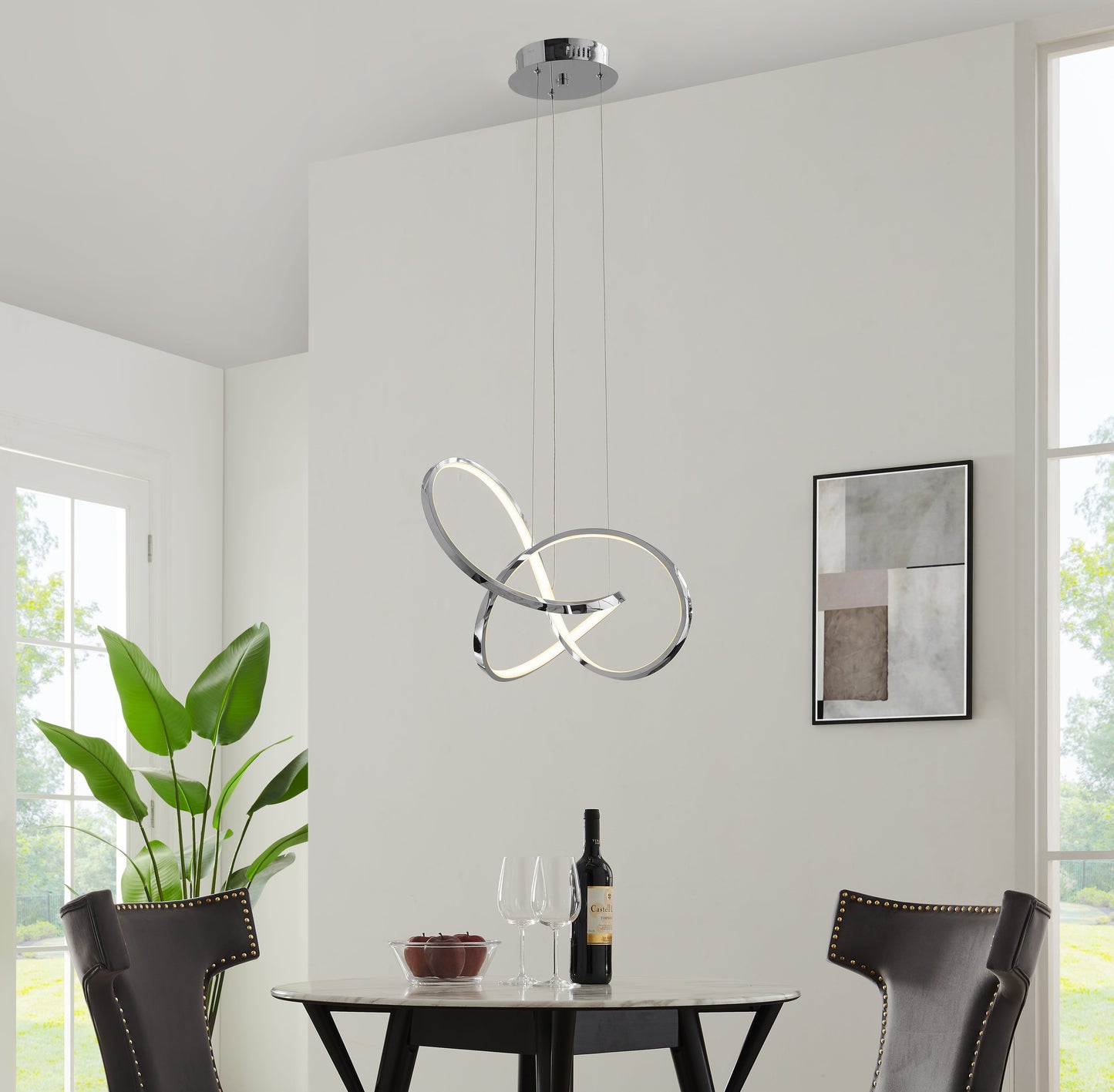 Knotted LED Dimmable Chandelier // Chrome