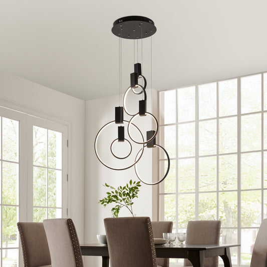 Hong Kong LED Circular Chandelier// Matte Black