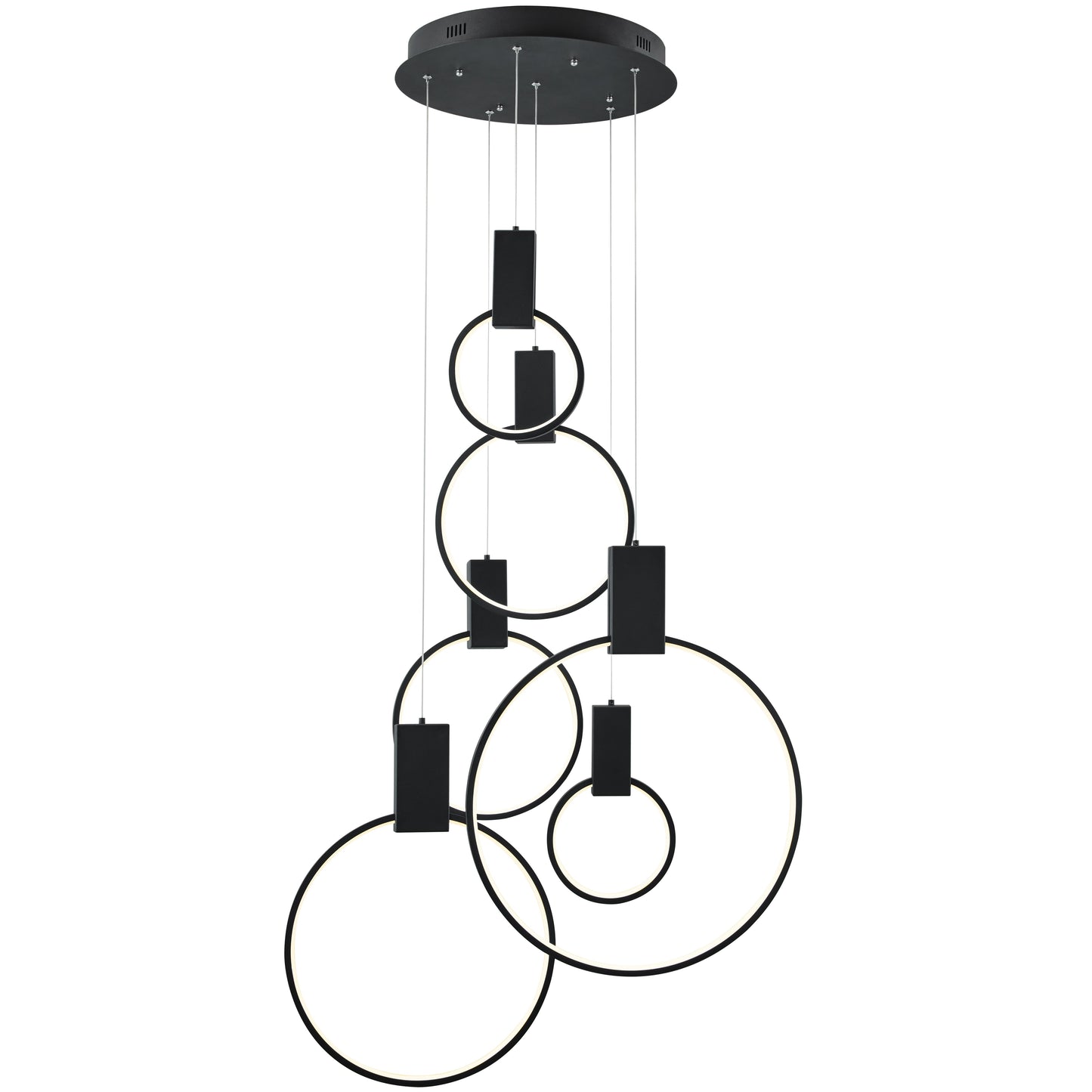 Hong Kong LED Circular Chandelier// Matte Black