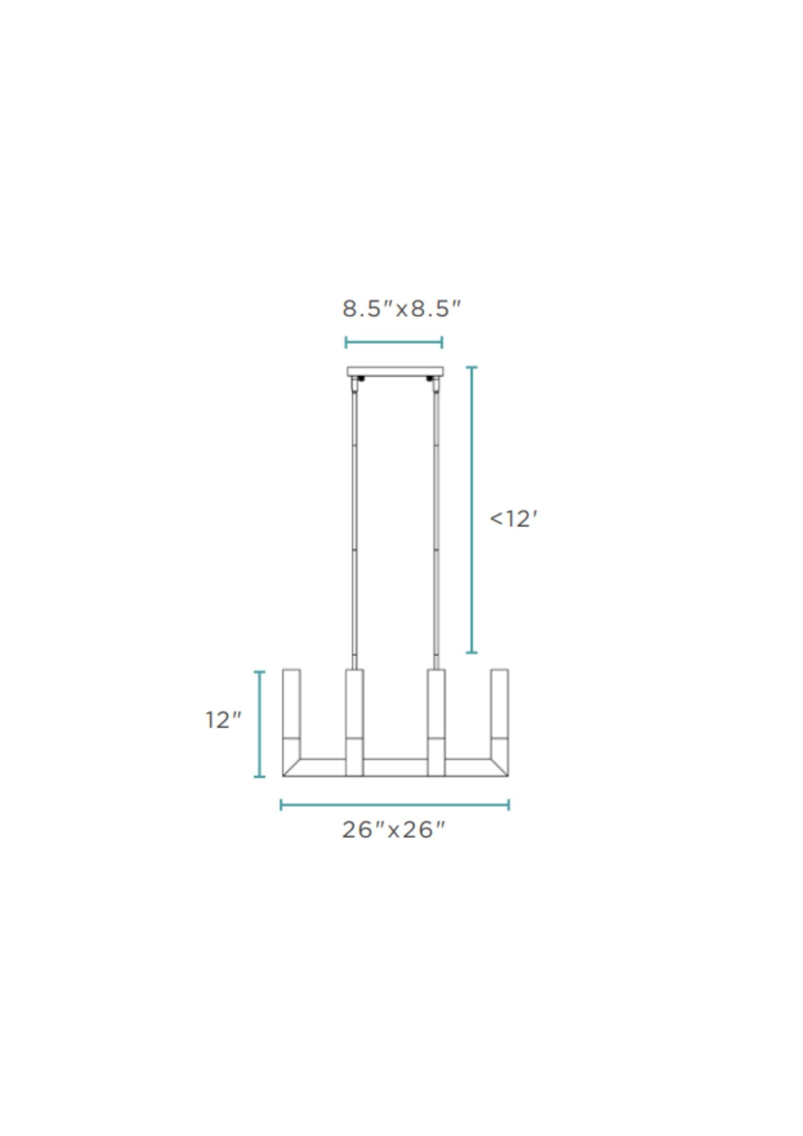 8 Light Square Crystal Dianyi LED Chandelier // Silver