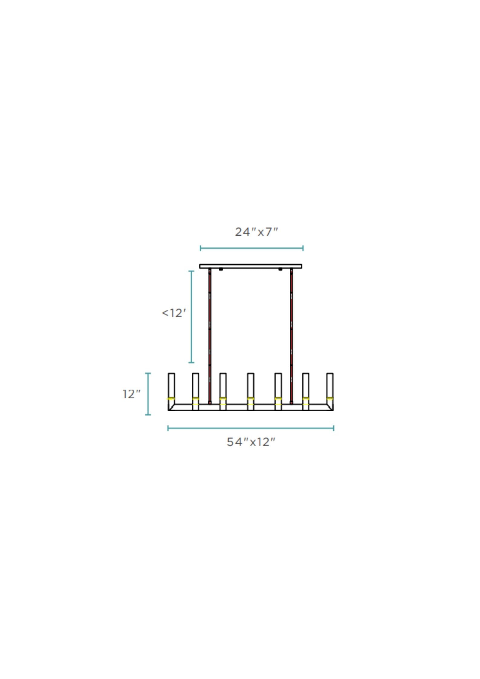 12 Light Rectangular Crystal Dianyi LED Chandelier // Silver