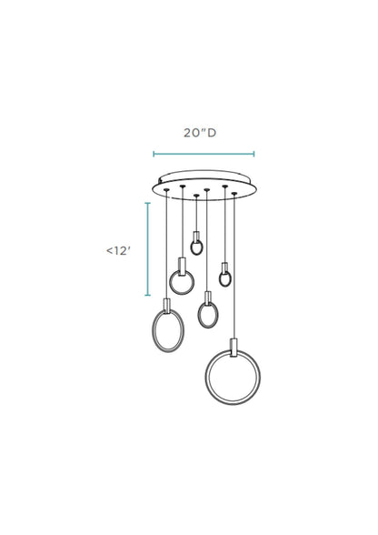 Hong Kong LED Circular Chandelier // Chrome