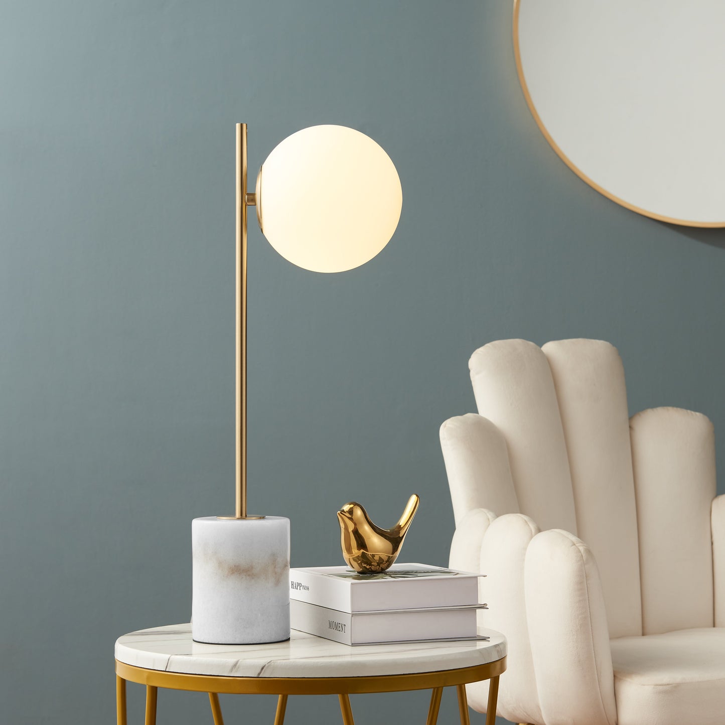 Anechdoche Table Lamp // Gold and White