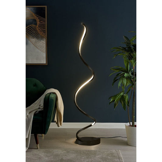 Modern Spiral LED 61" Black Floor Lamp // Dimmable Led Strip