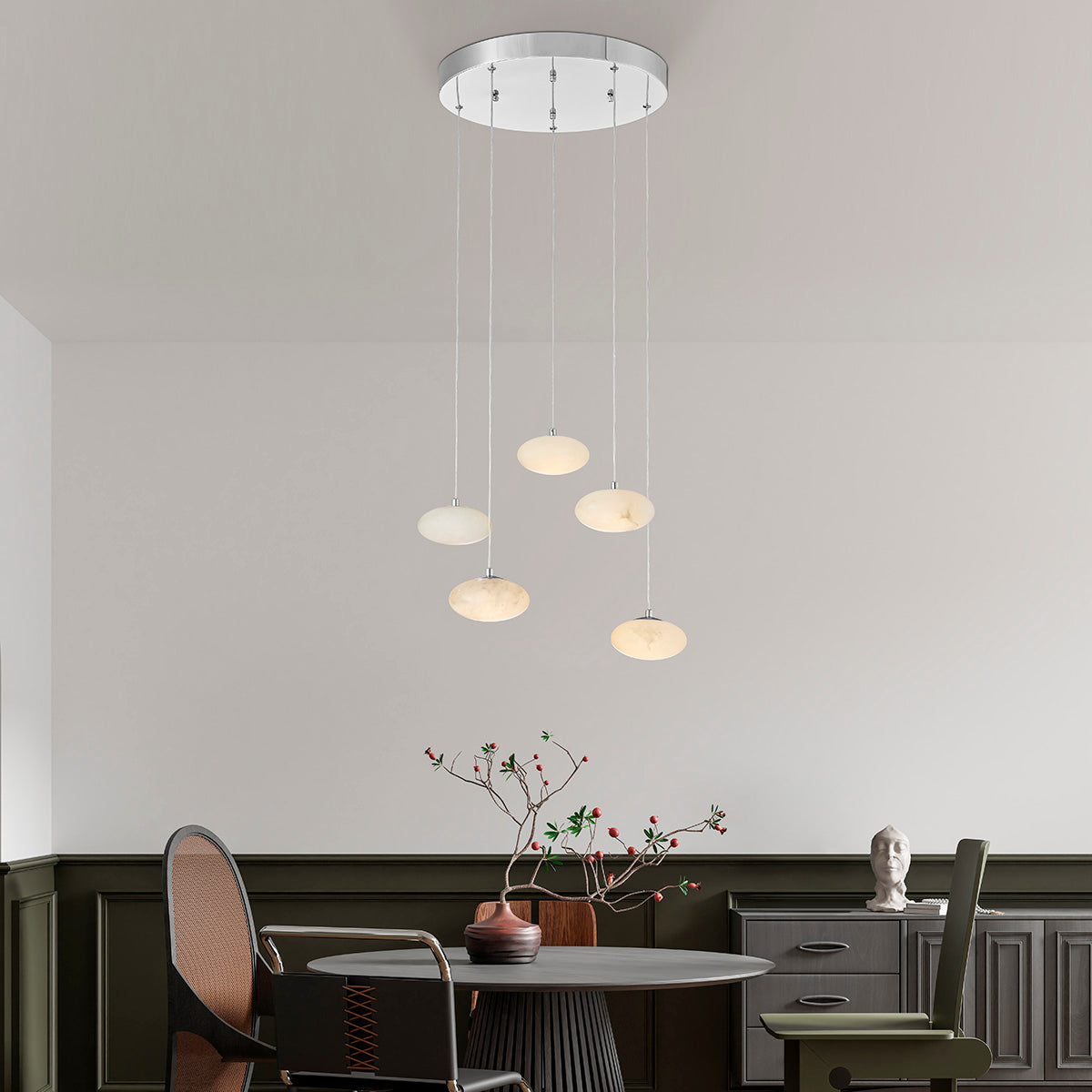 Neutron Glow Round Chandelier // Chrome