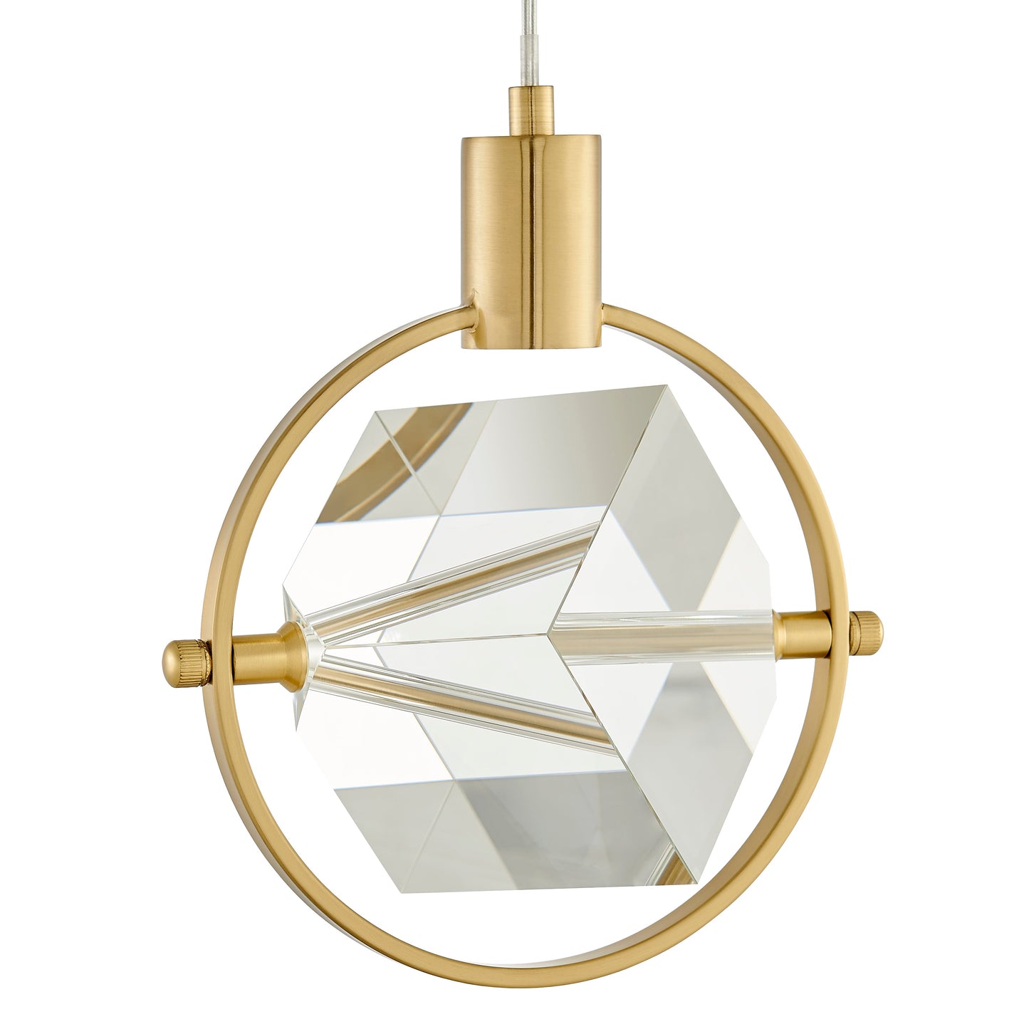 Hollywood Cube 1 Light Pendant // Gold