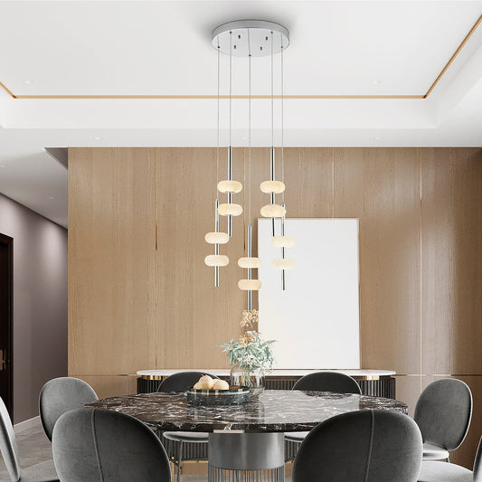 Double Neutron Glow Round Chandelier // Chrome